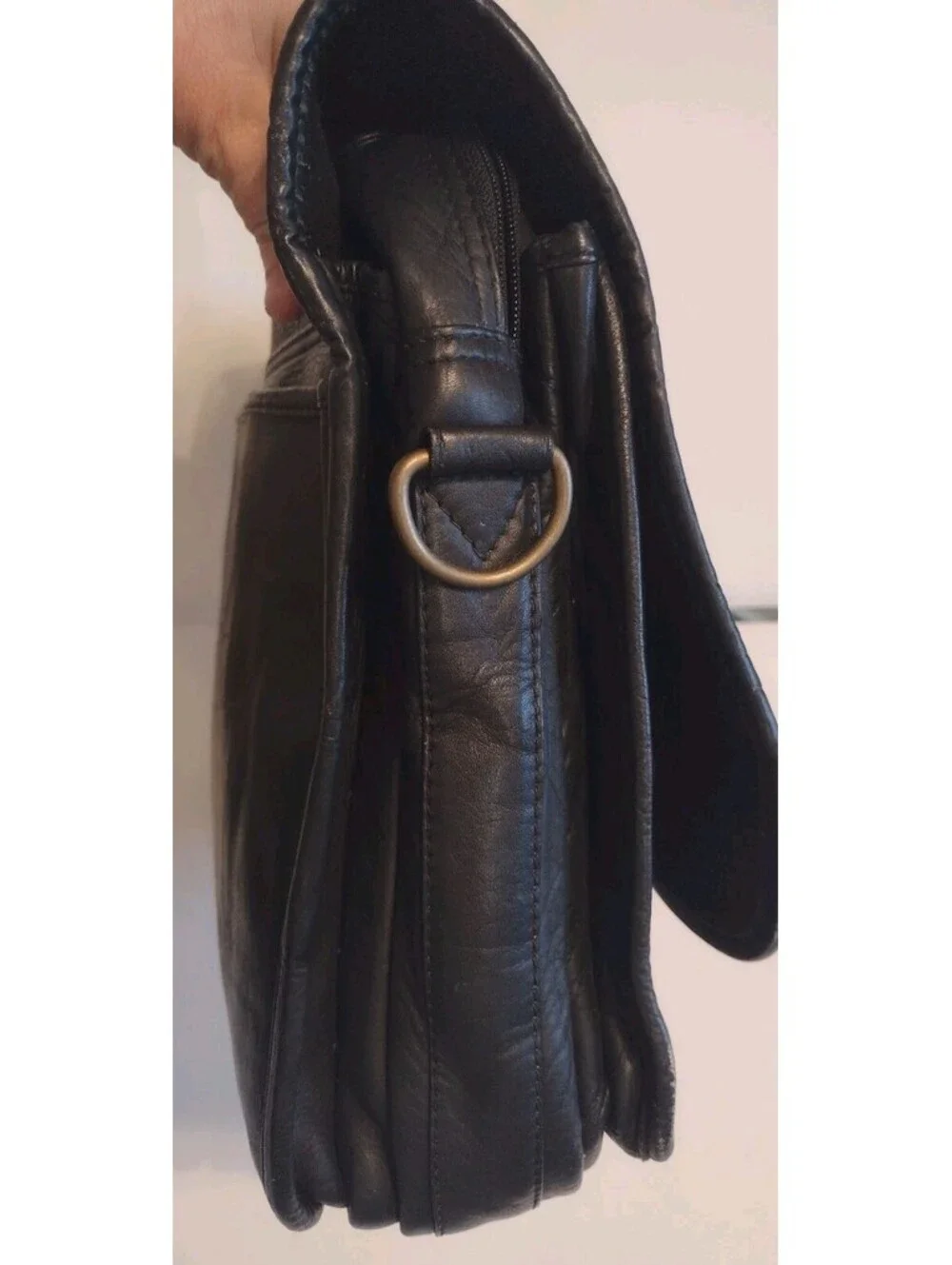 Vintage Black Leather Expandable Briefcase Portfolio Executive Lawyer Bag 17
